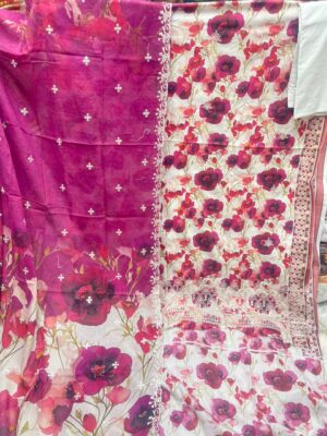Embroidered Floral Print Cotton